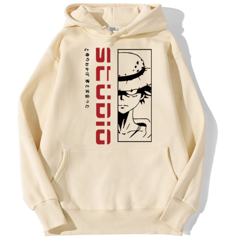 sweatshirt hoodie monkey luffy studio beige
