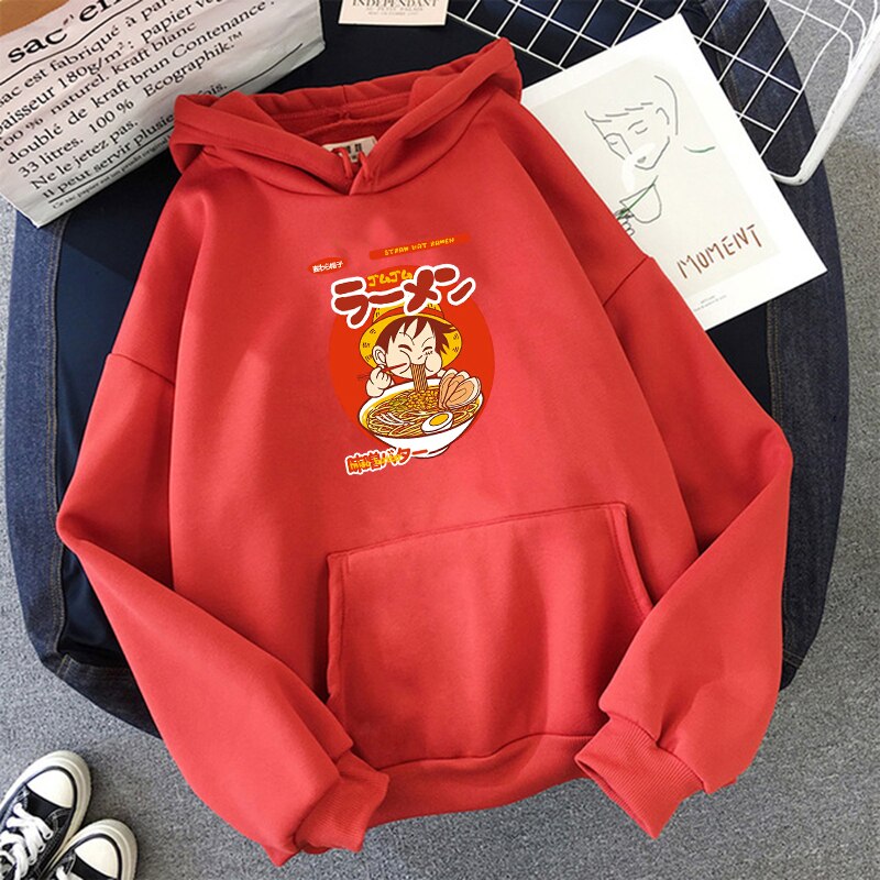 sweatshirt hoodie one piece luffy ramen rouge