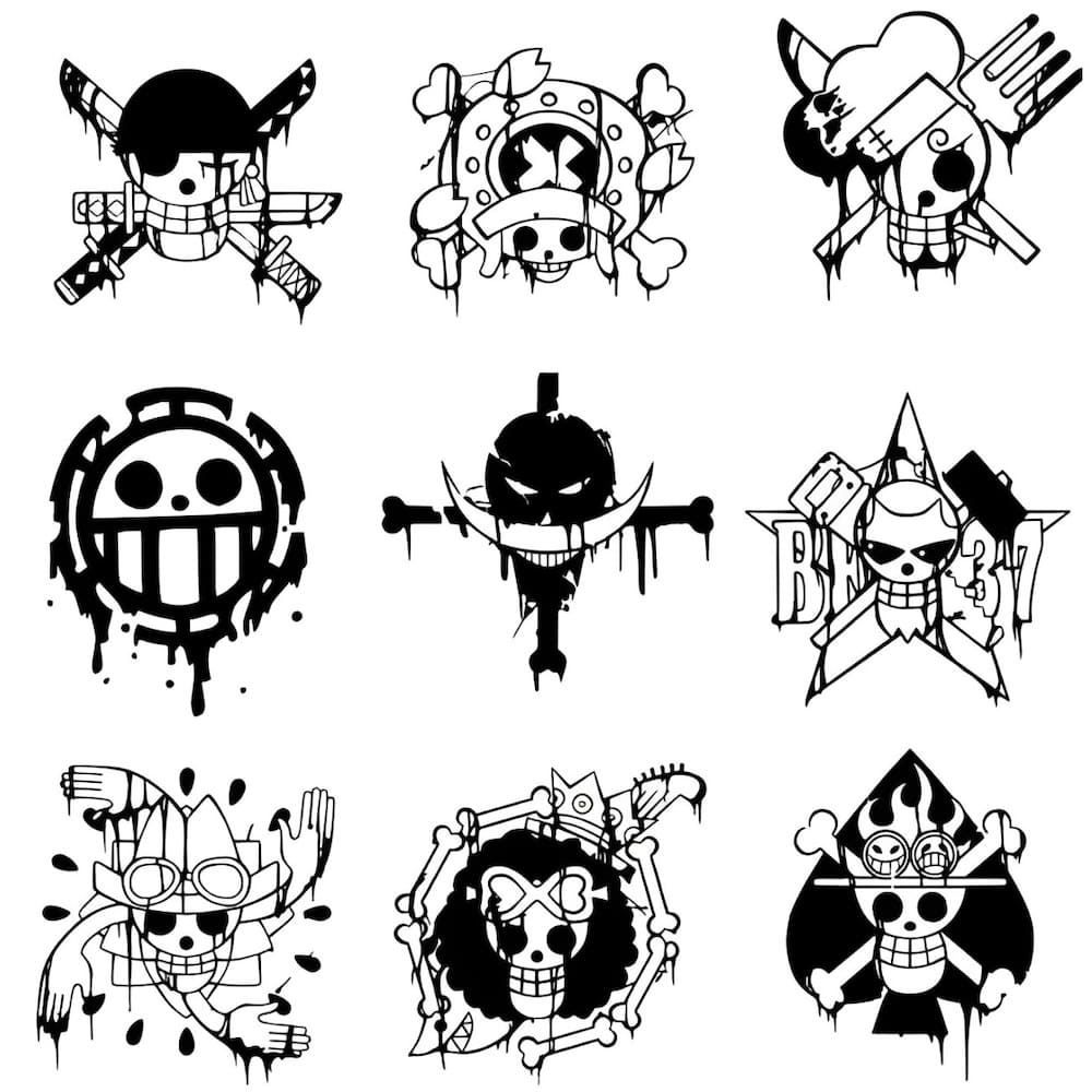 autocollant one piece jolly roger dark