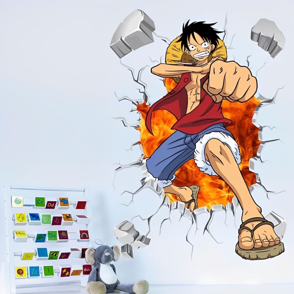 stickers mural luffy color one piece 4