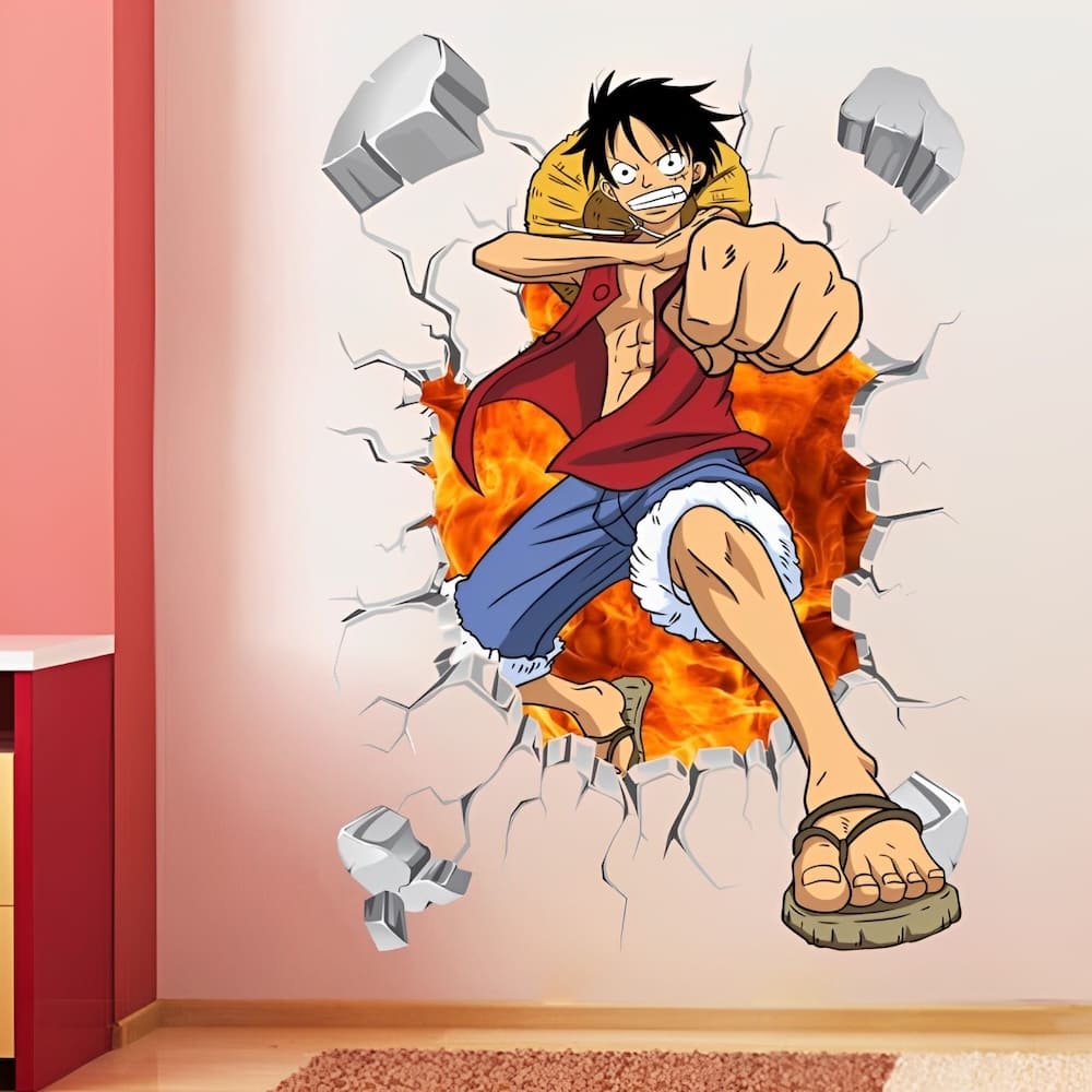 stickers mural luffy color one piece 3