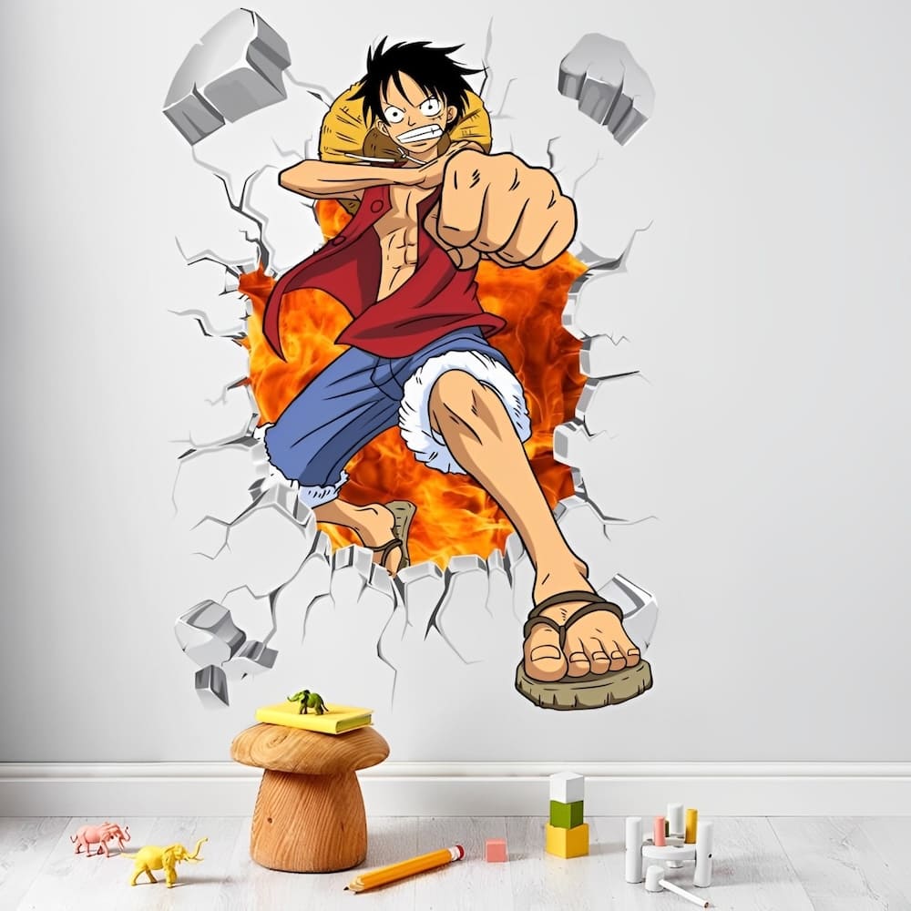 stickers mural luffy color one piece 2