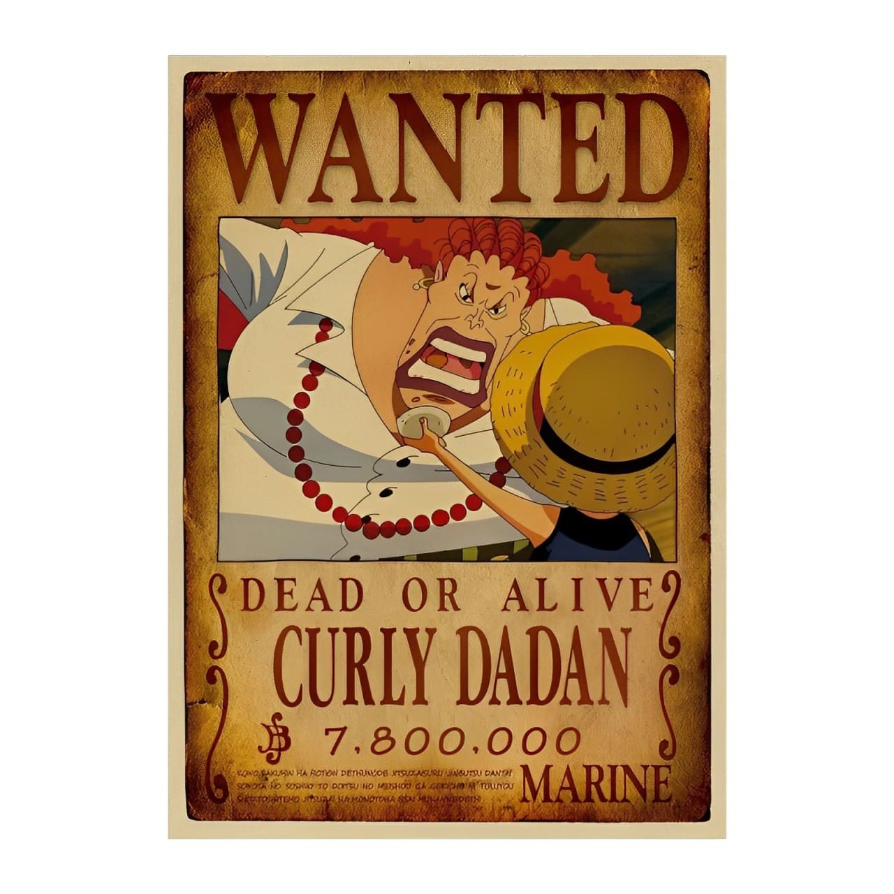 affiche wanted avis de recherche curly dadan one piece