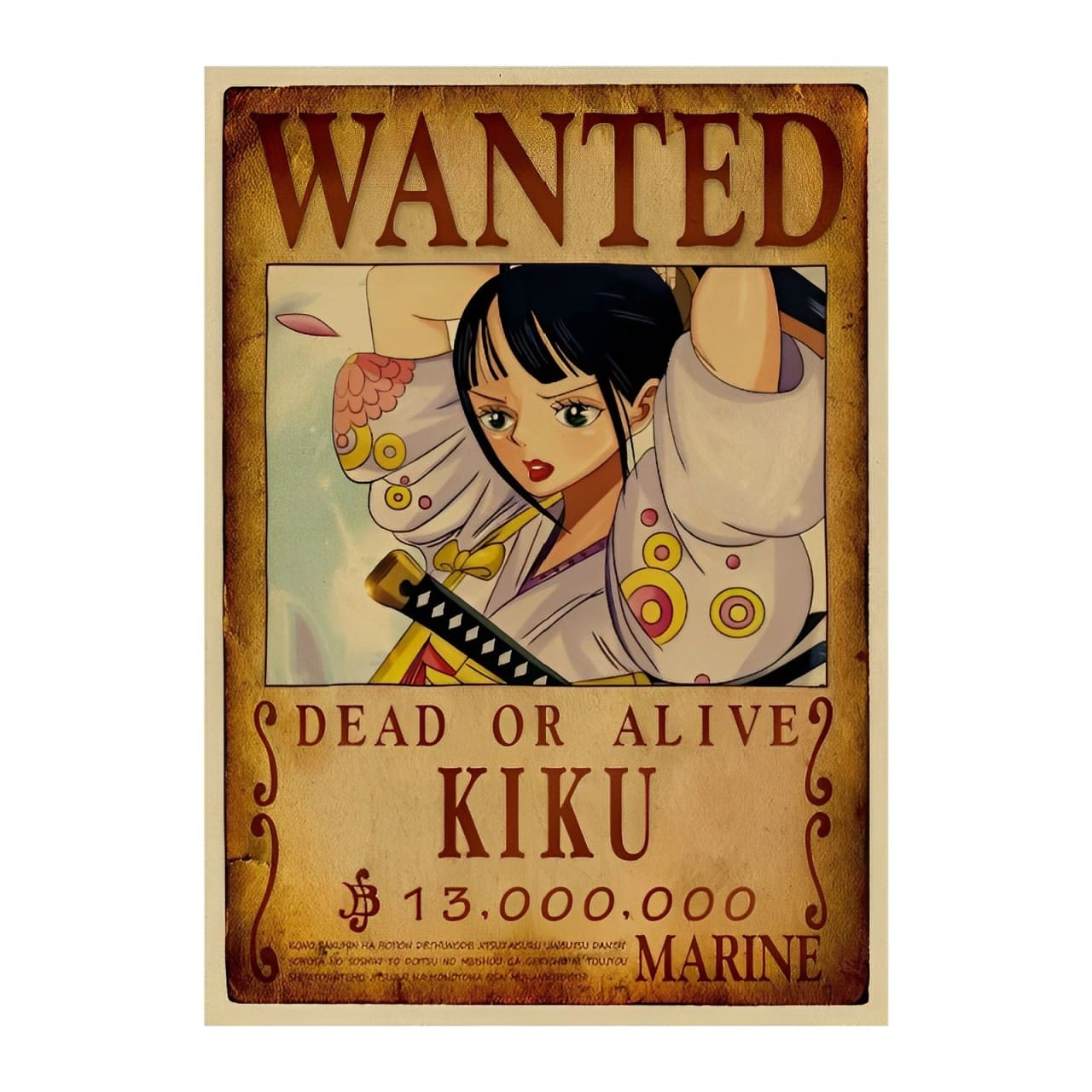 affiche wanted avis de recherche kiku one piece