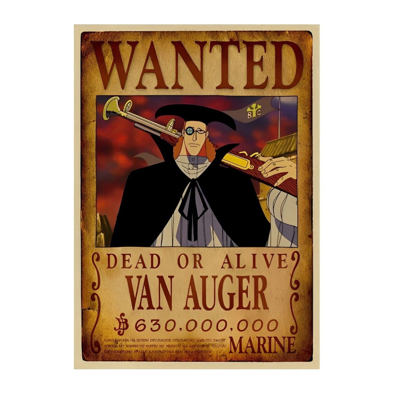 affiche wanted avis de recherche van auger one piece