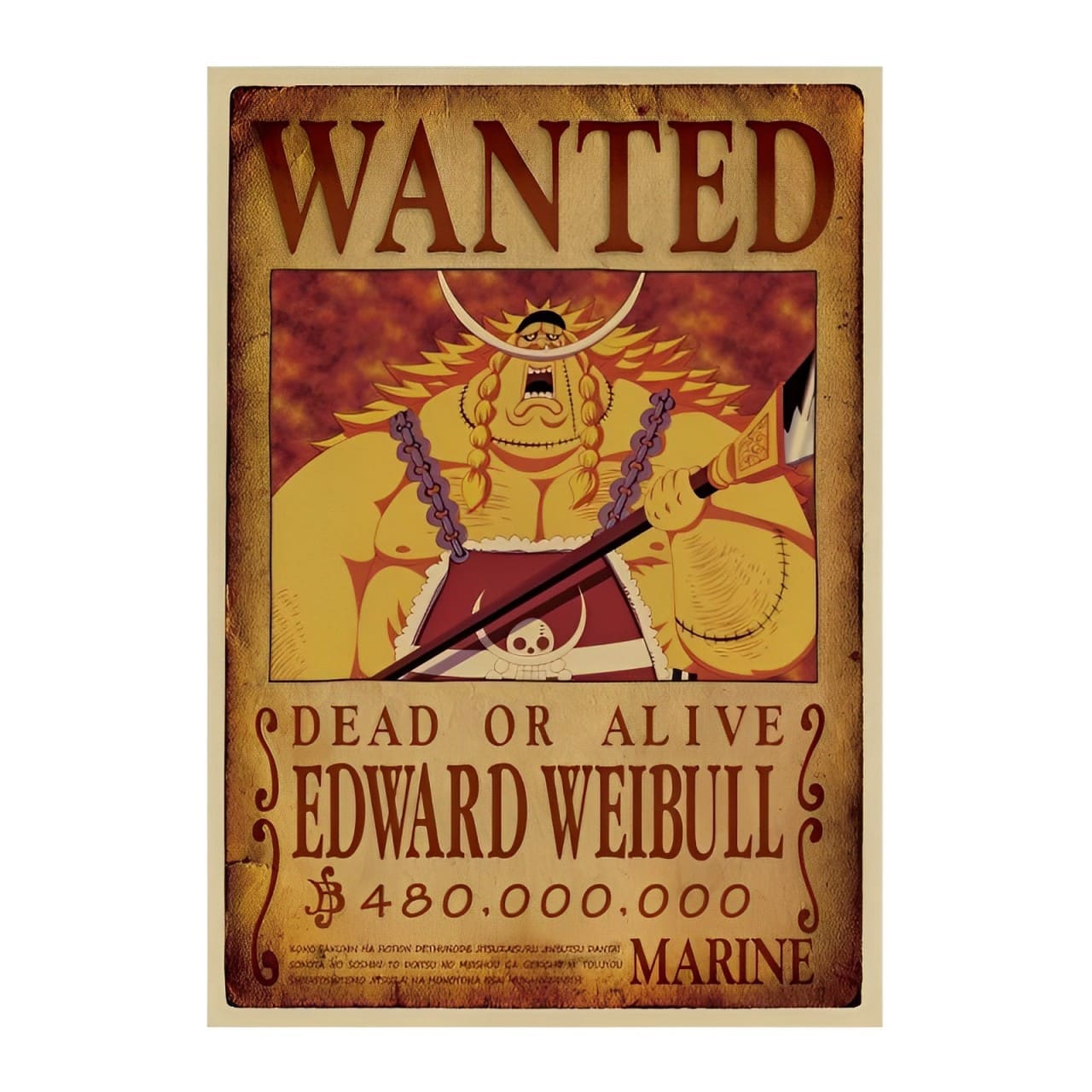 affiche wanted avis de recherche edward weibull one piece