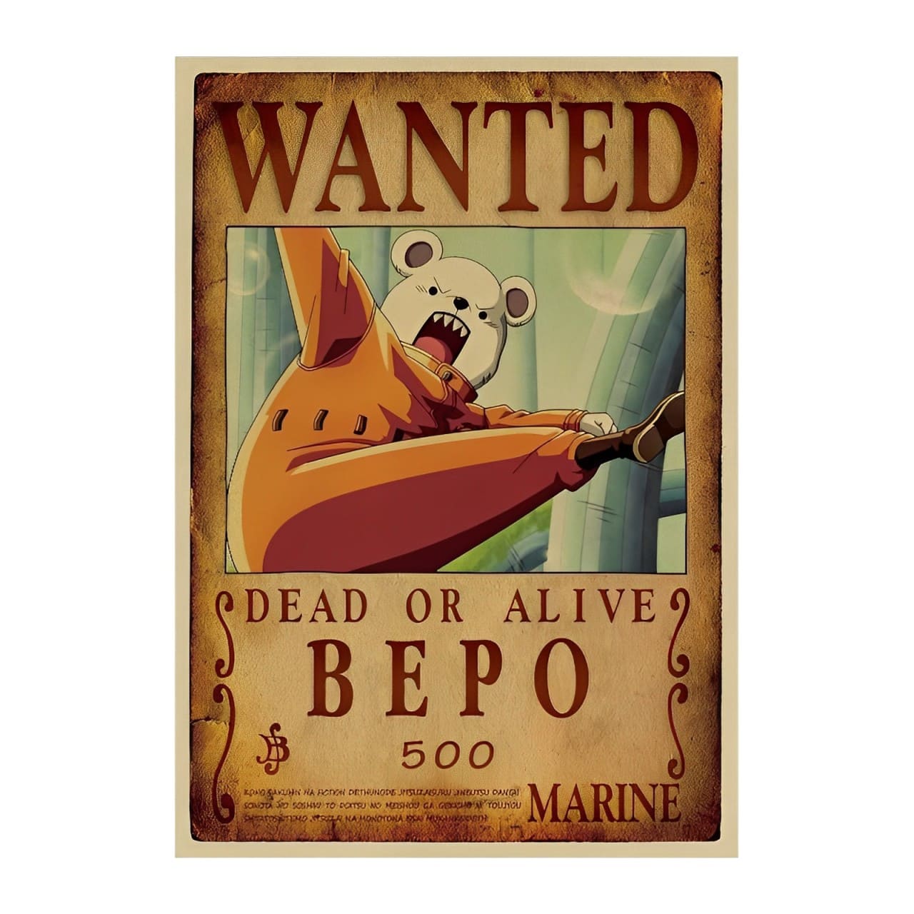 affiche wanted avis de recherche bepo one piece