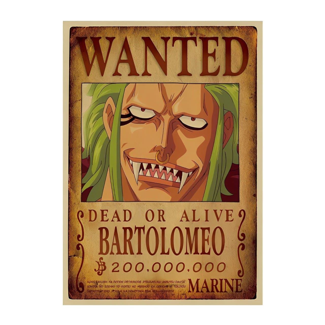 affiche wanted avis de recherche bartolomeo one piece