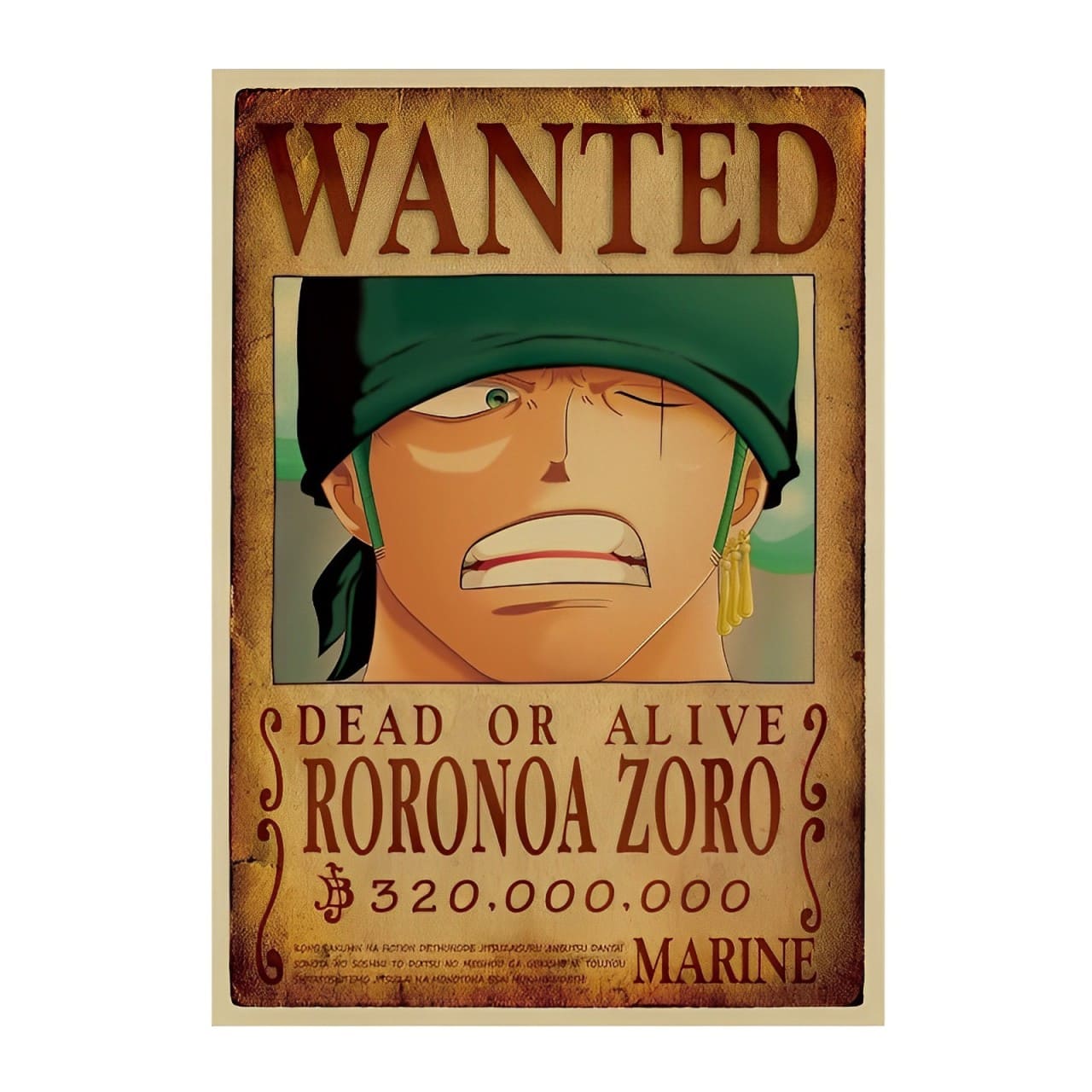 affiche wanted avis de recherche roronoa zoro one piece