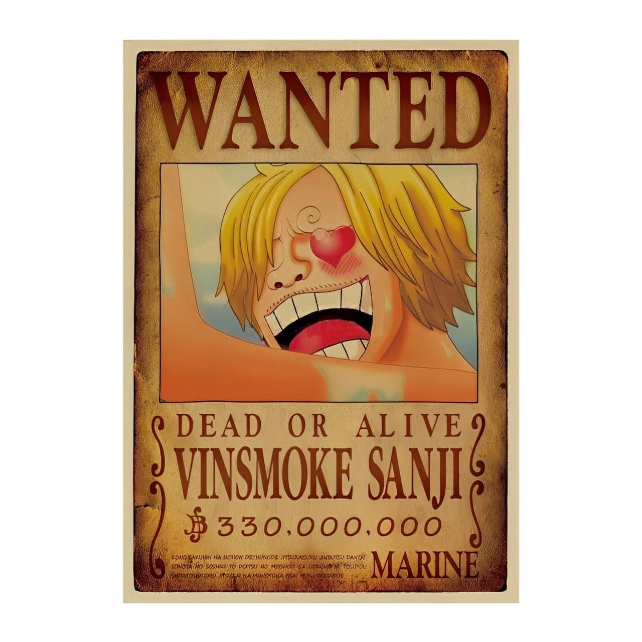 affiche wanted avis de recherche vinsmoke sanji one piece