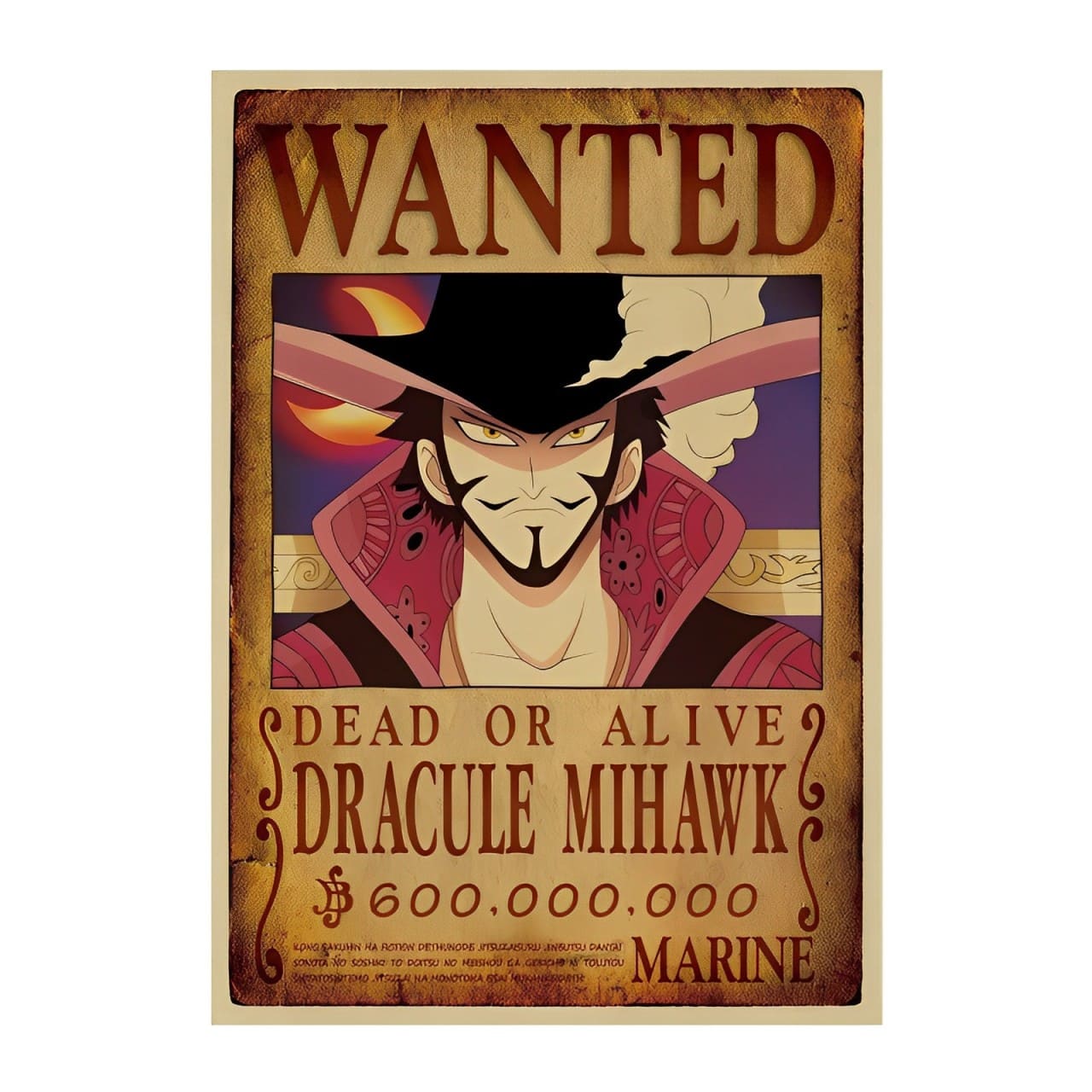 affiche wanted avis de recherche dracule mihawk one piece