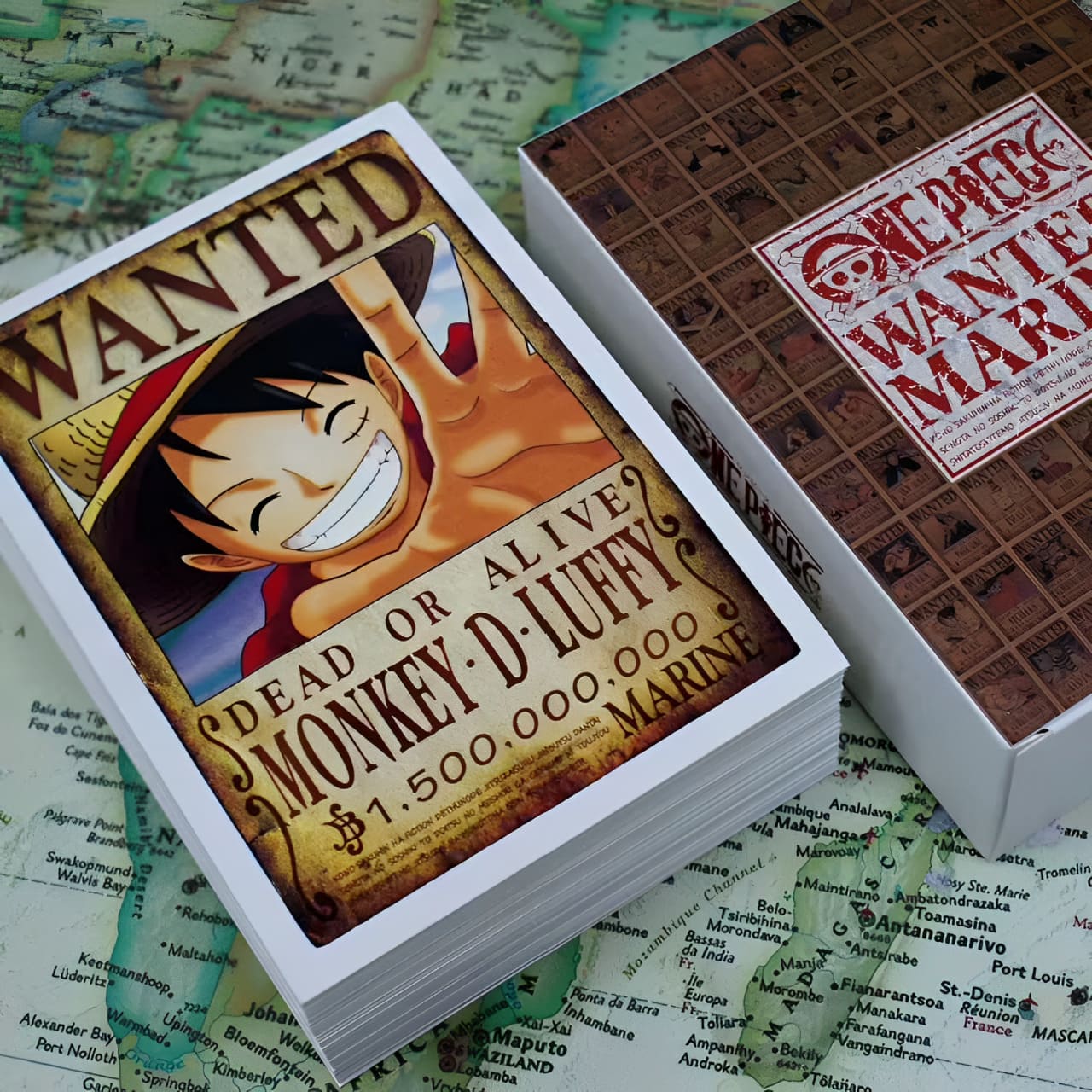 pack 100 affiches wanted avis de recherche one piece boite