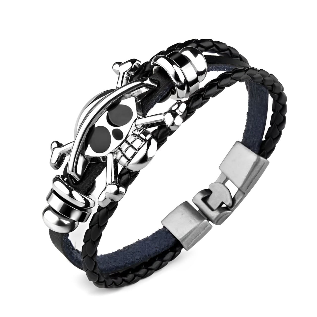 bracelet cuir argent one piece 2