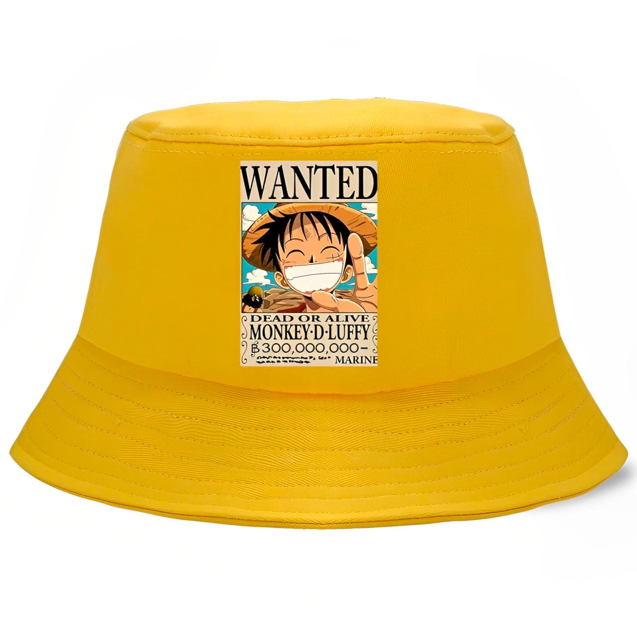 bob one piece affiche wanted luffy jaune