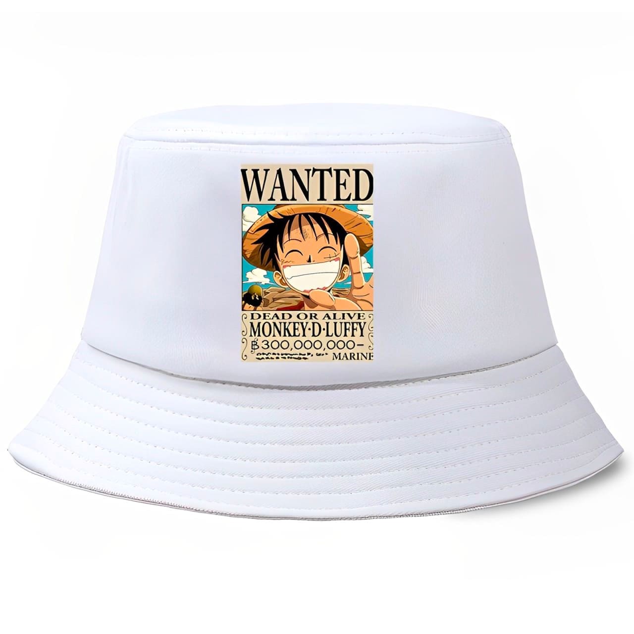 bob one piece affiche wanted luffy blanc
