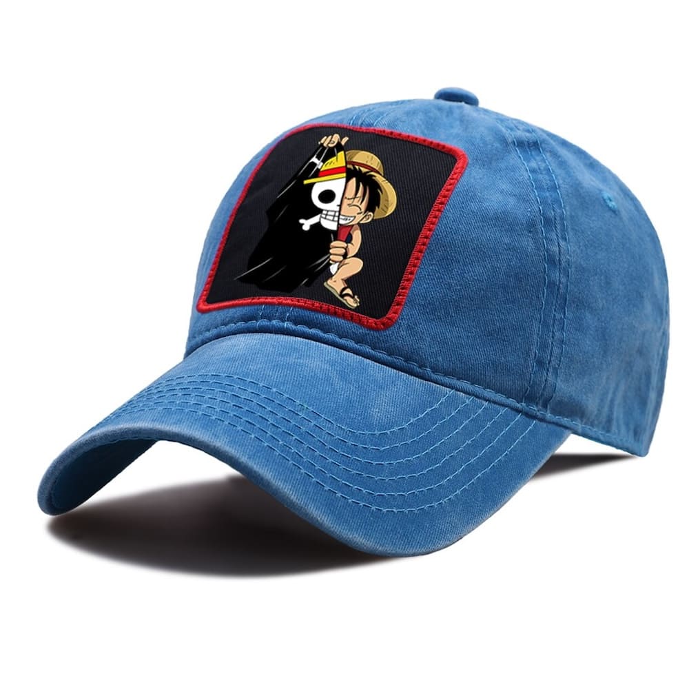 casquette one piece luffy drapeau bleu