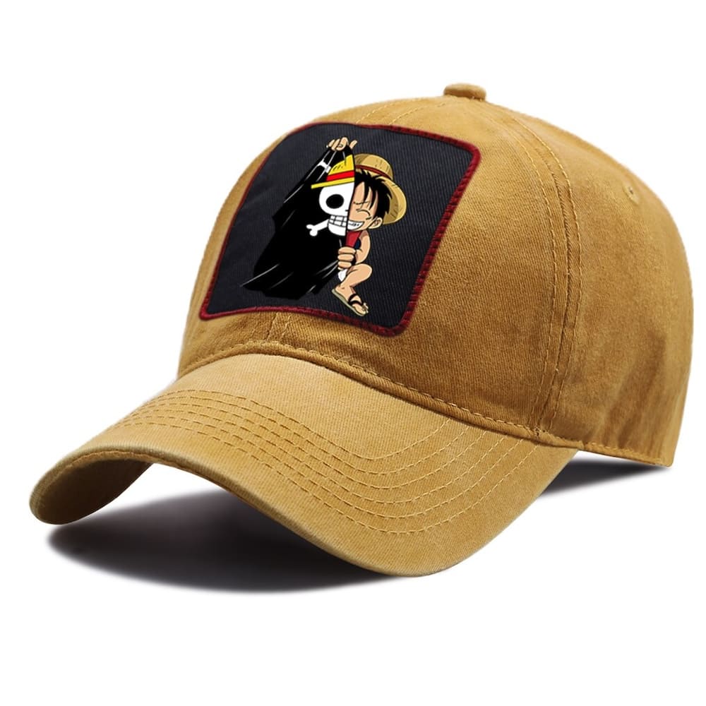 casquette one piece luffy drapeau jaune