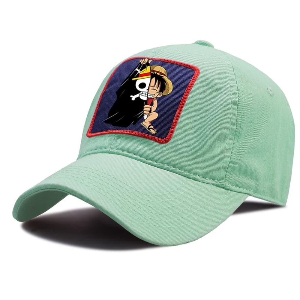 casquette one piece luffy drapeau verte claire