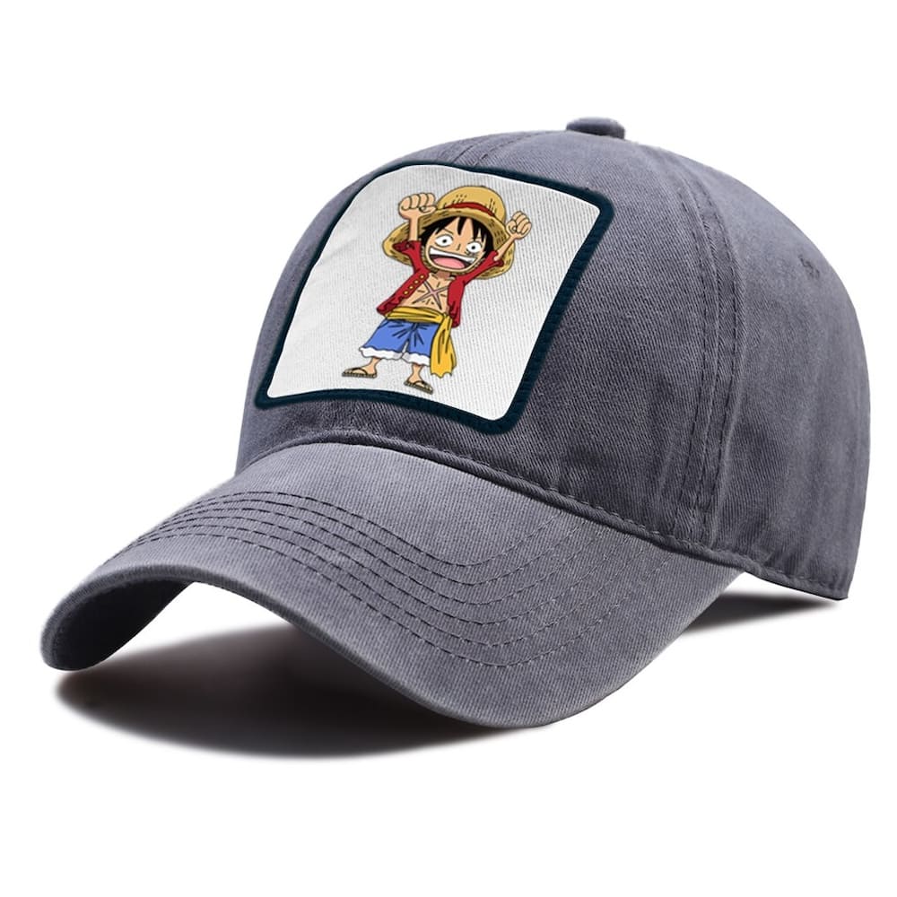 casquette one piece luffy happy grise