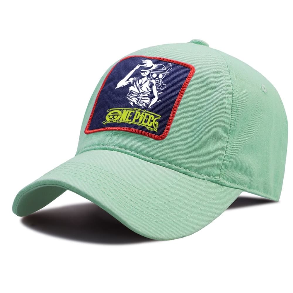casquette one piece strawhat luffy verte claire