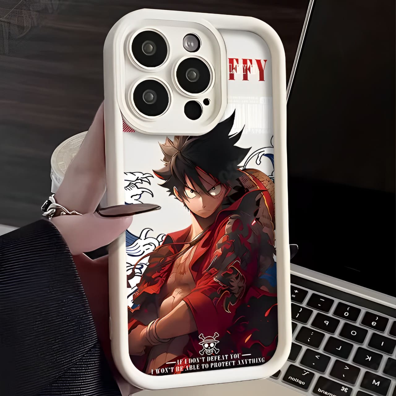 coque iphone one piece red touch blanc luffy