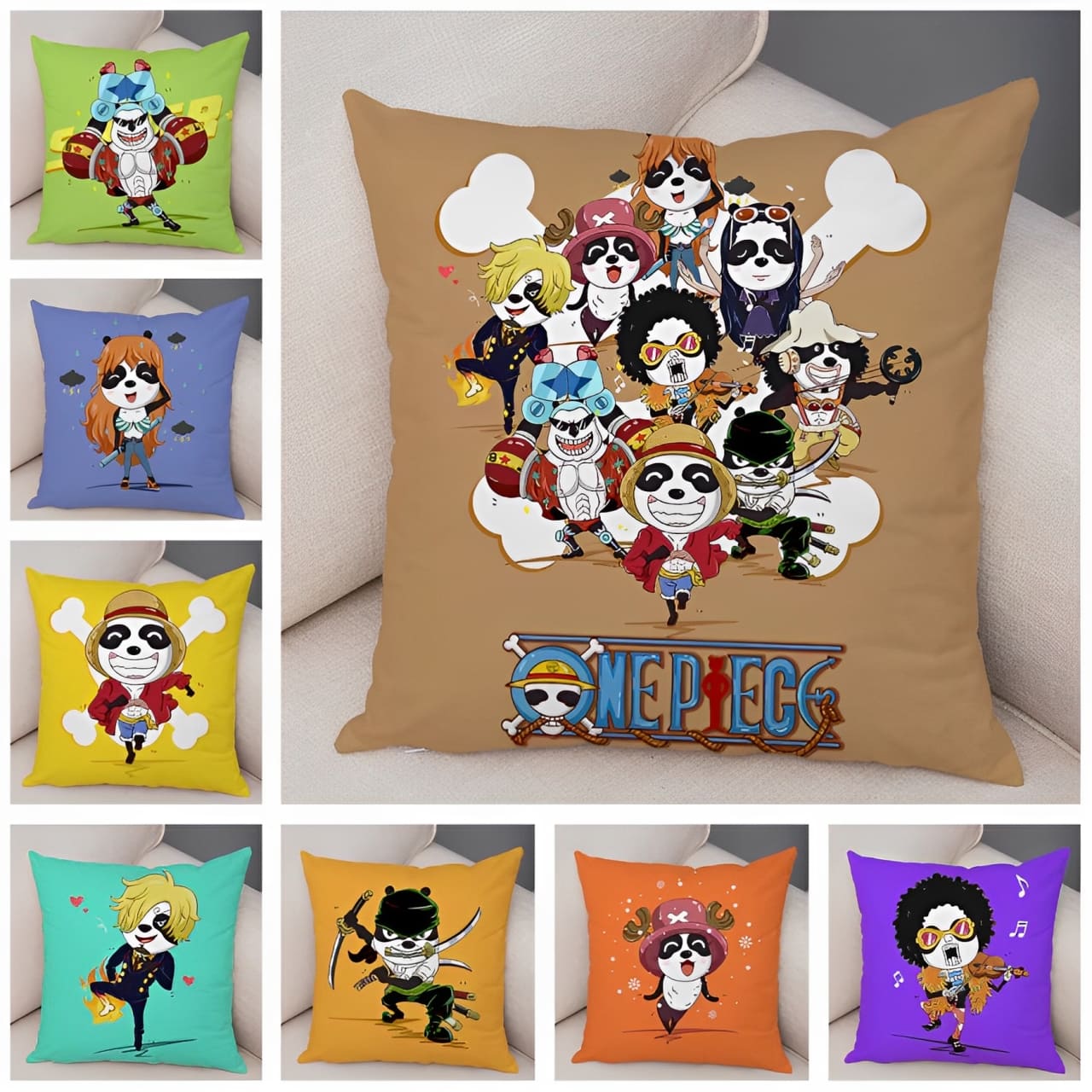 housse coussin mugiwara panda one piece 1
