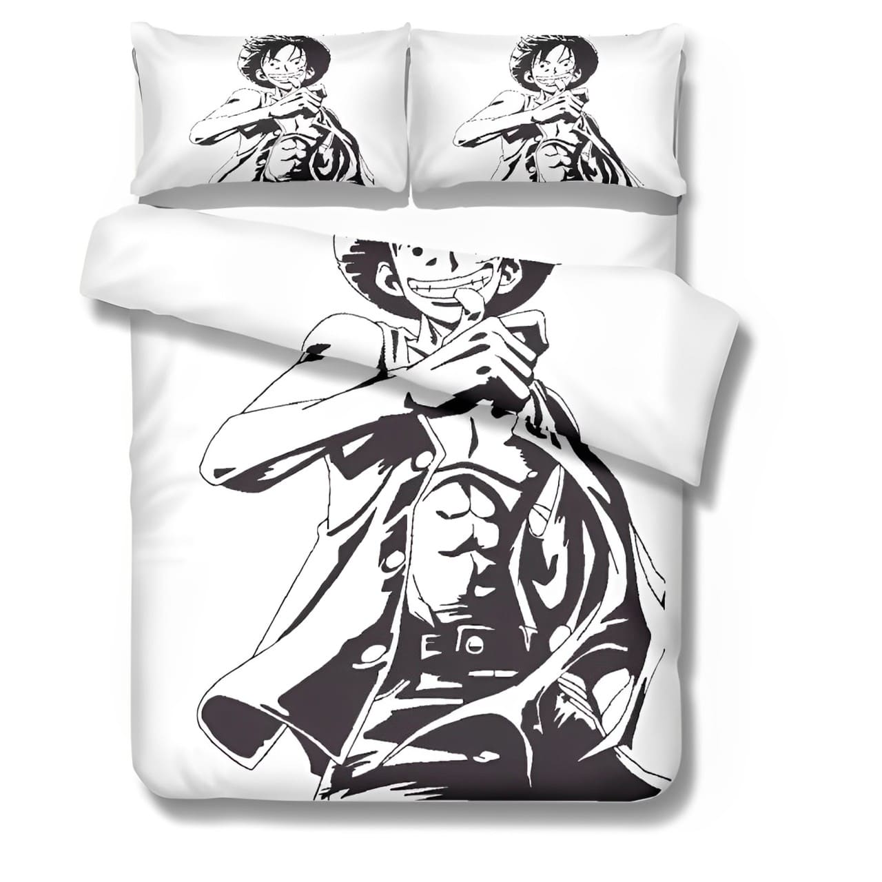 parure lit luffy white blanc one piece 2