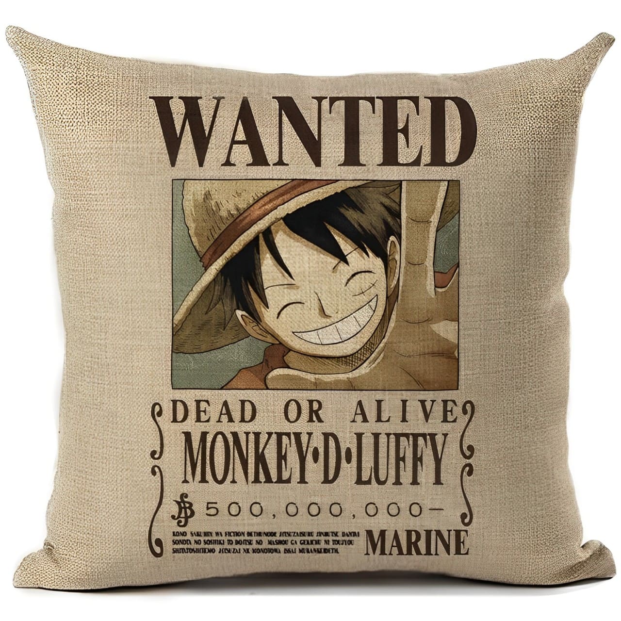 taie oreiller wanted one piece monkey luffy 2