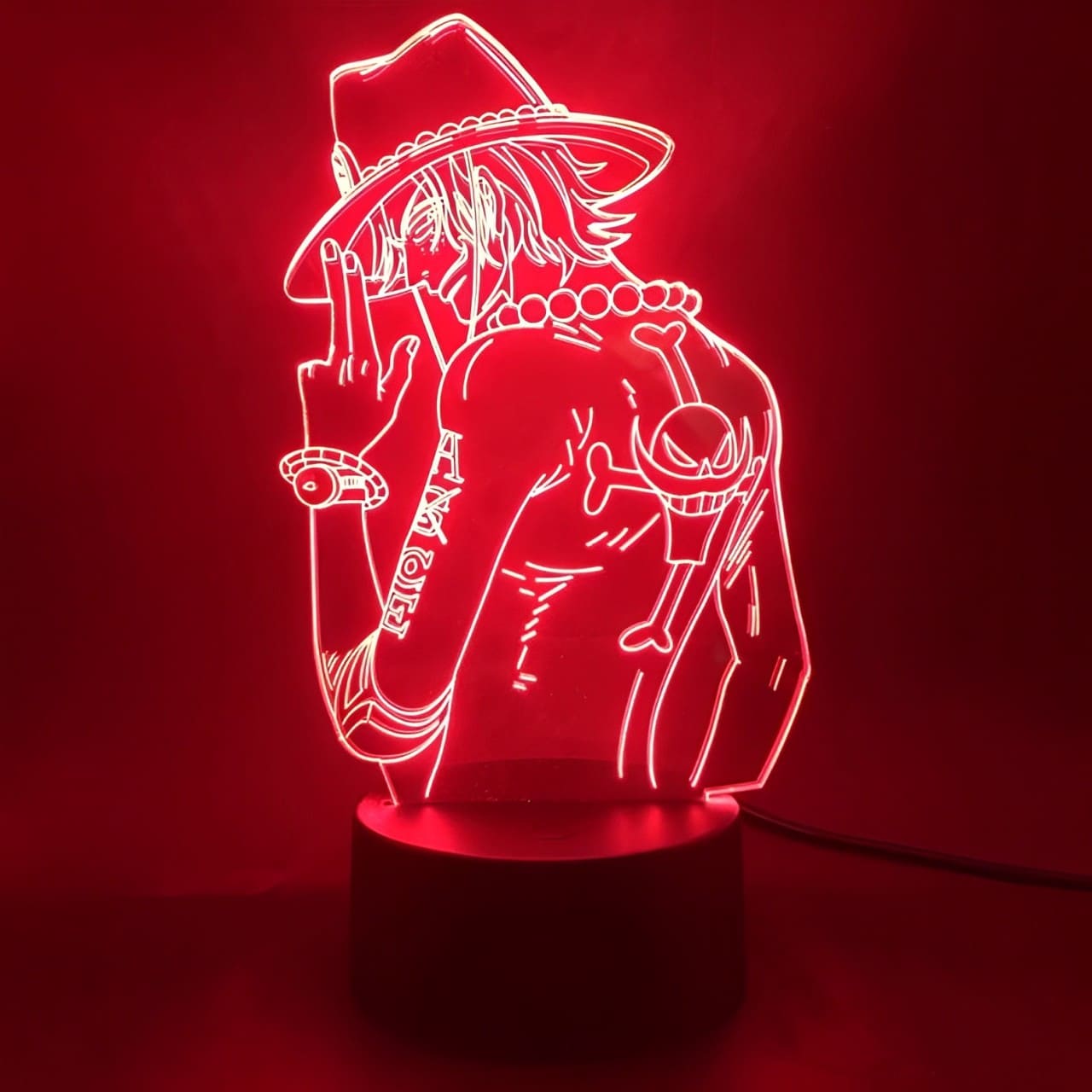 lampe 3d one piece portgas ace rouge