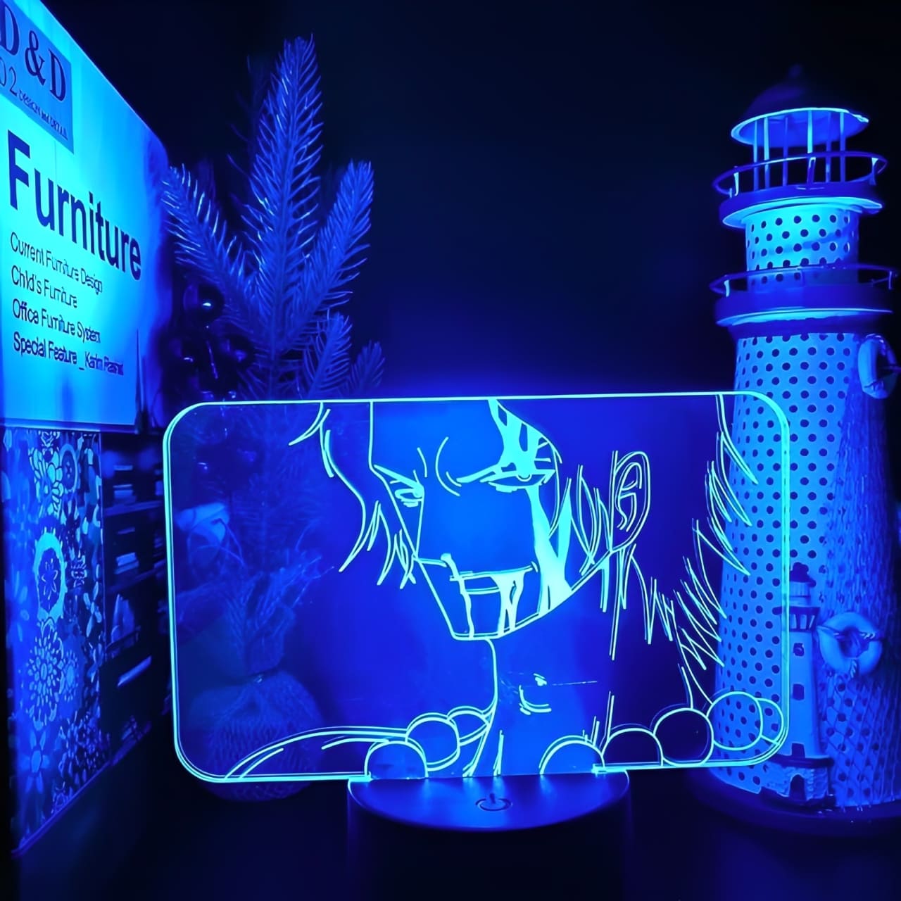 lampe 3d one piece portgas ace visage face 3