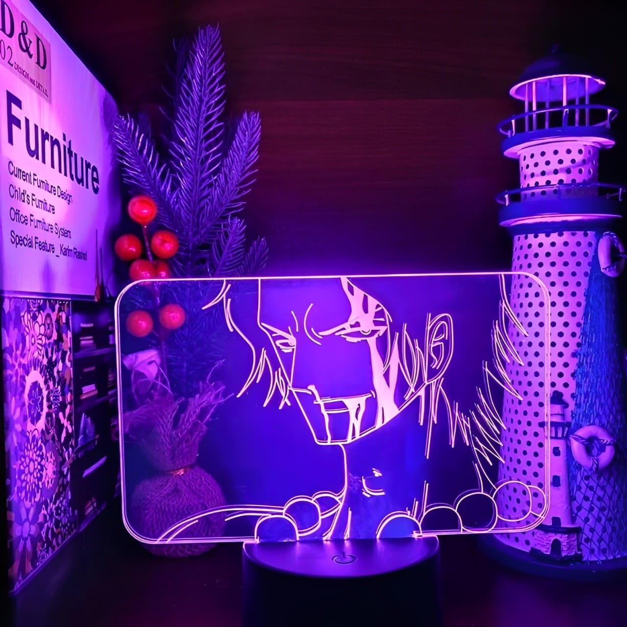 lampe 3d one piece portgas ace visage face 5