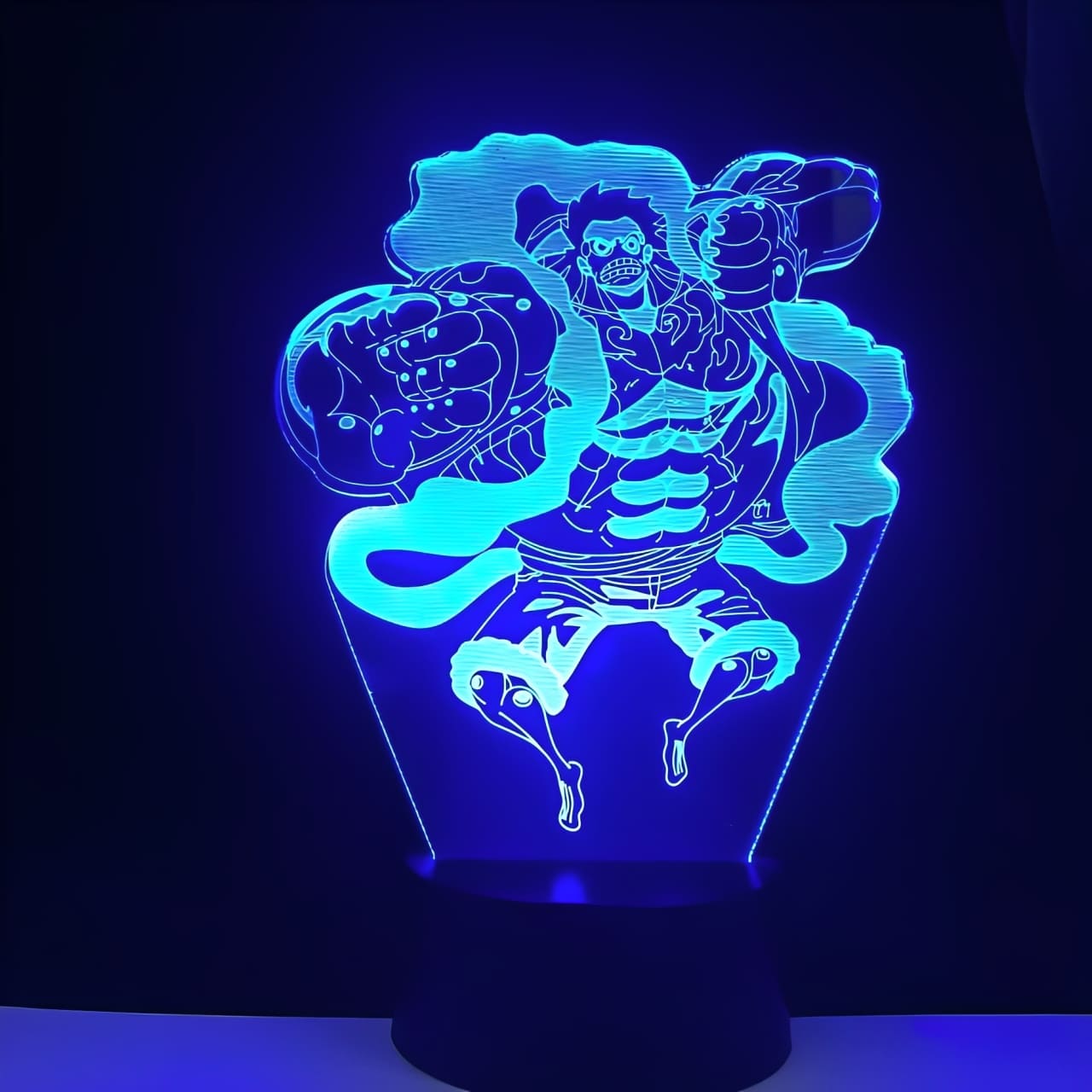 lampe 3d one piece monkey luffy gear 4 bleu