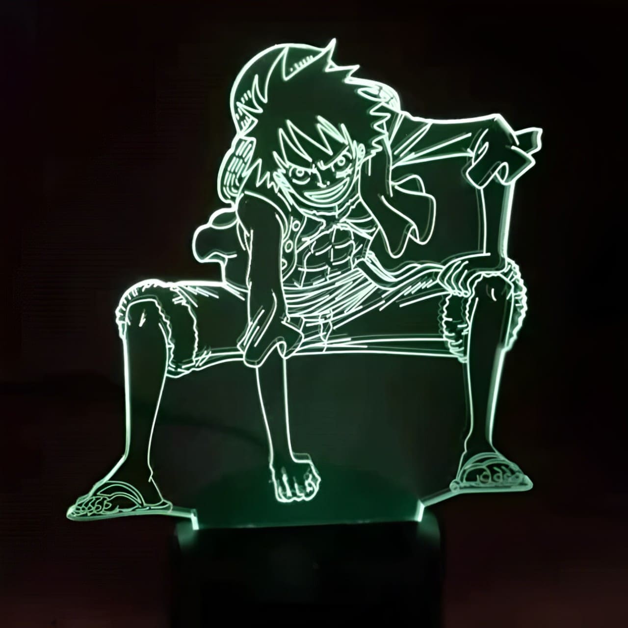 lampe 3d one piece monkey luffy haki vert