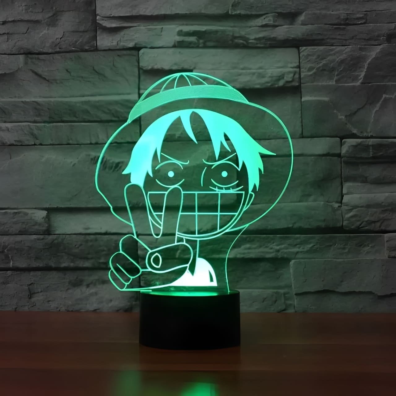 lampe 3d one piece monkey luffy peace vert