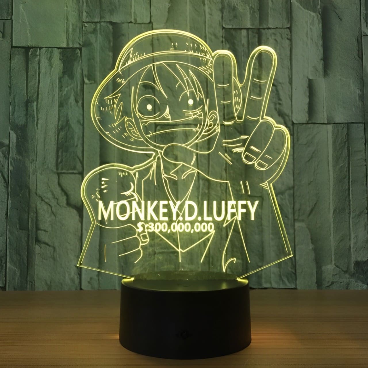 lampe 3d one piece monkey luffy prime jaune