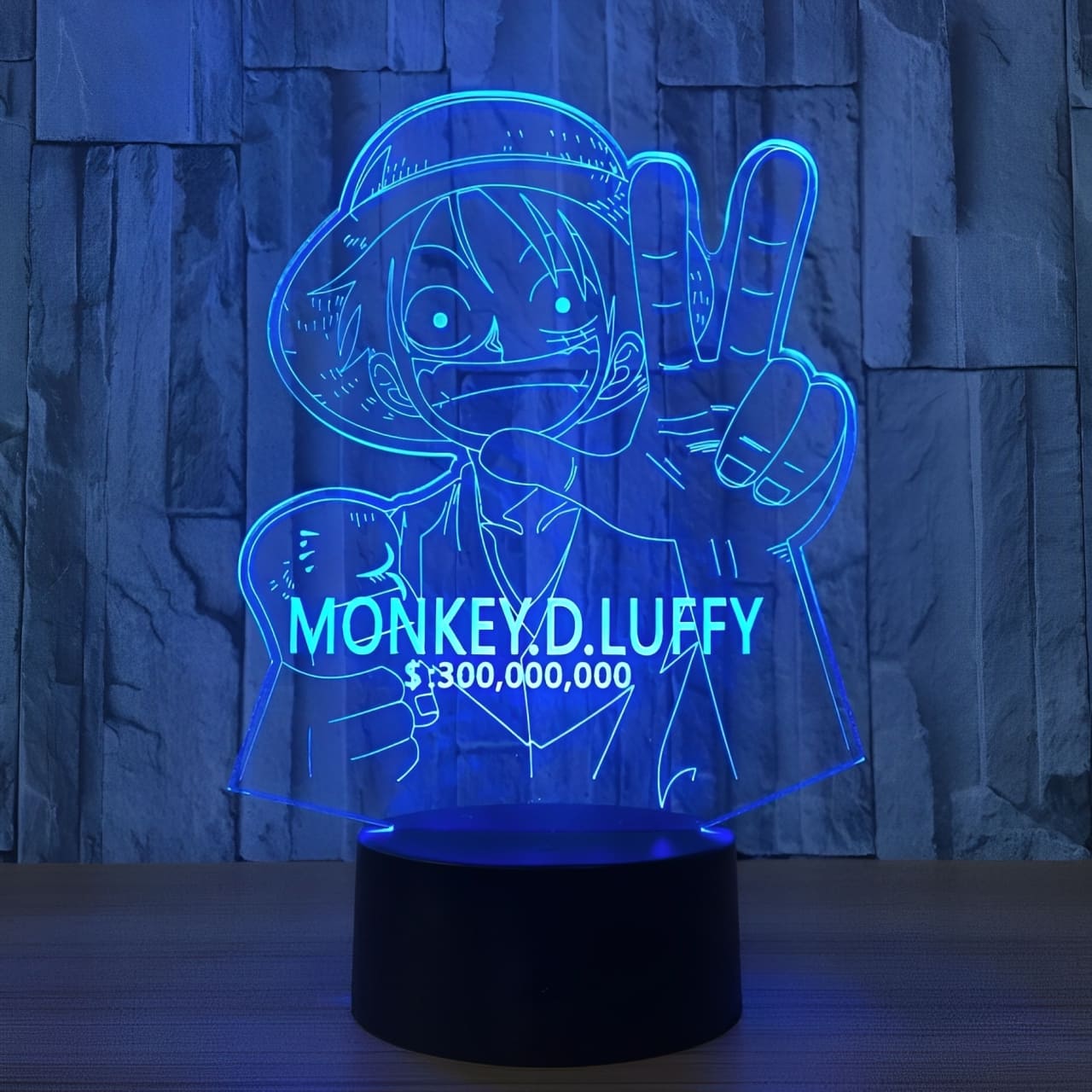 lampe 3d one piece monkey luffy prime bleu