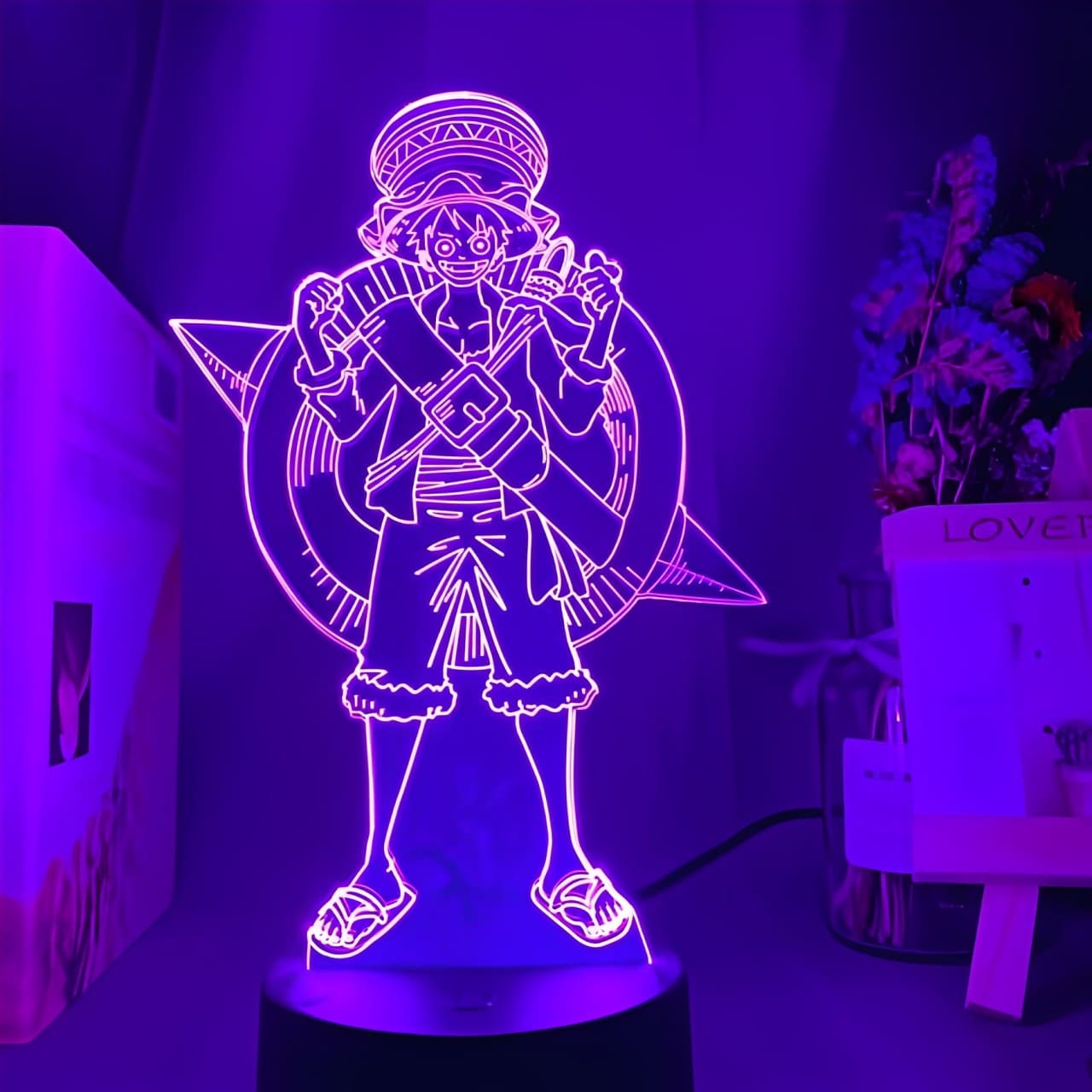 lampe 3d one piece luffy stampede violet