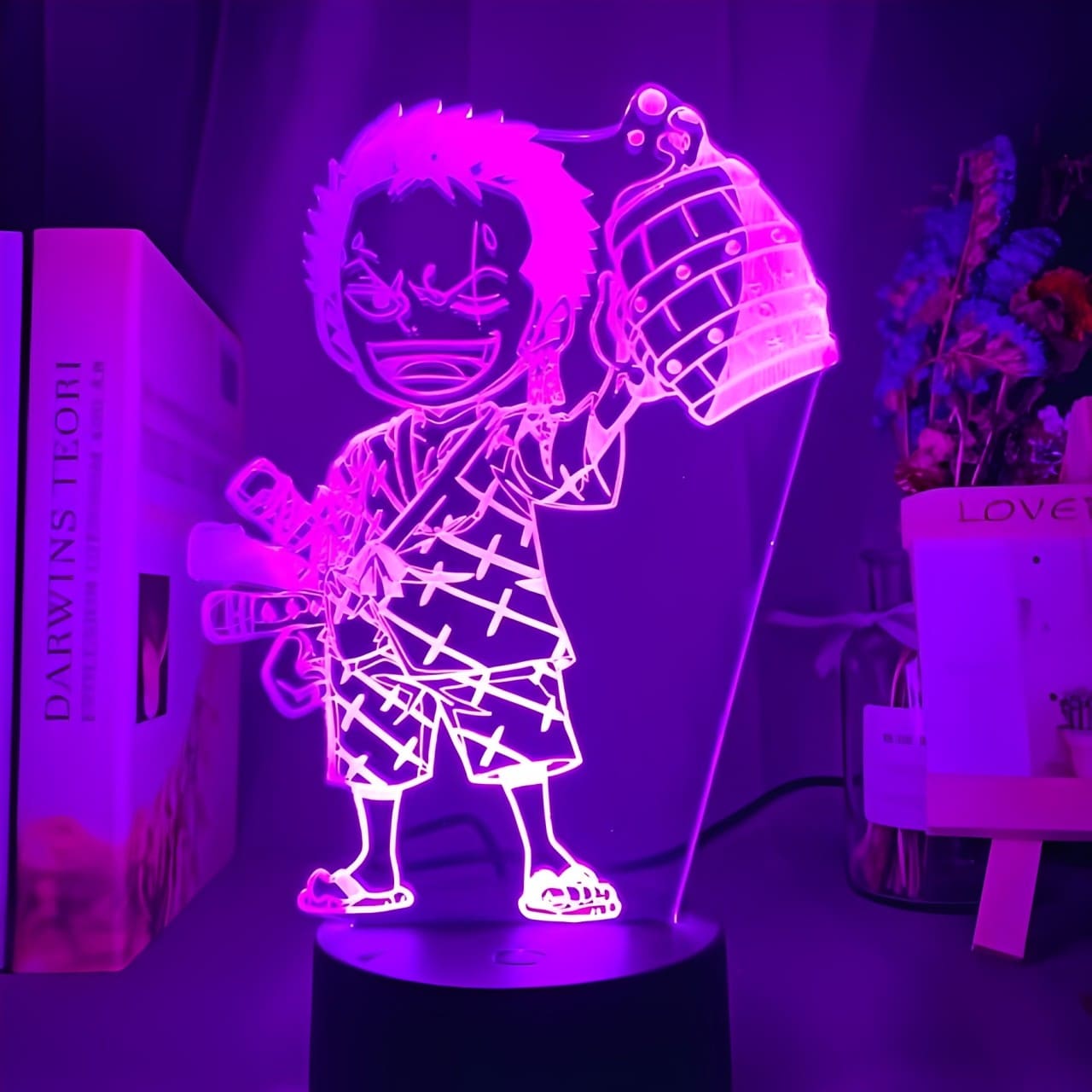 lampe 3d one piece mini roronoa zoro violet