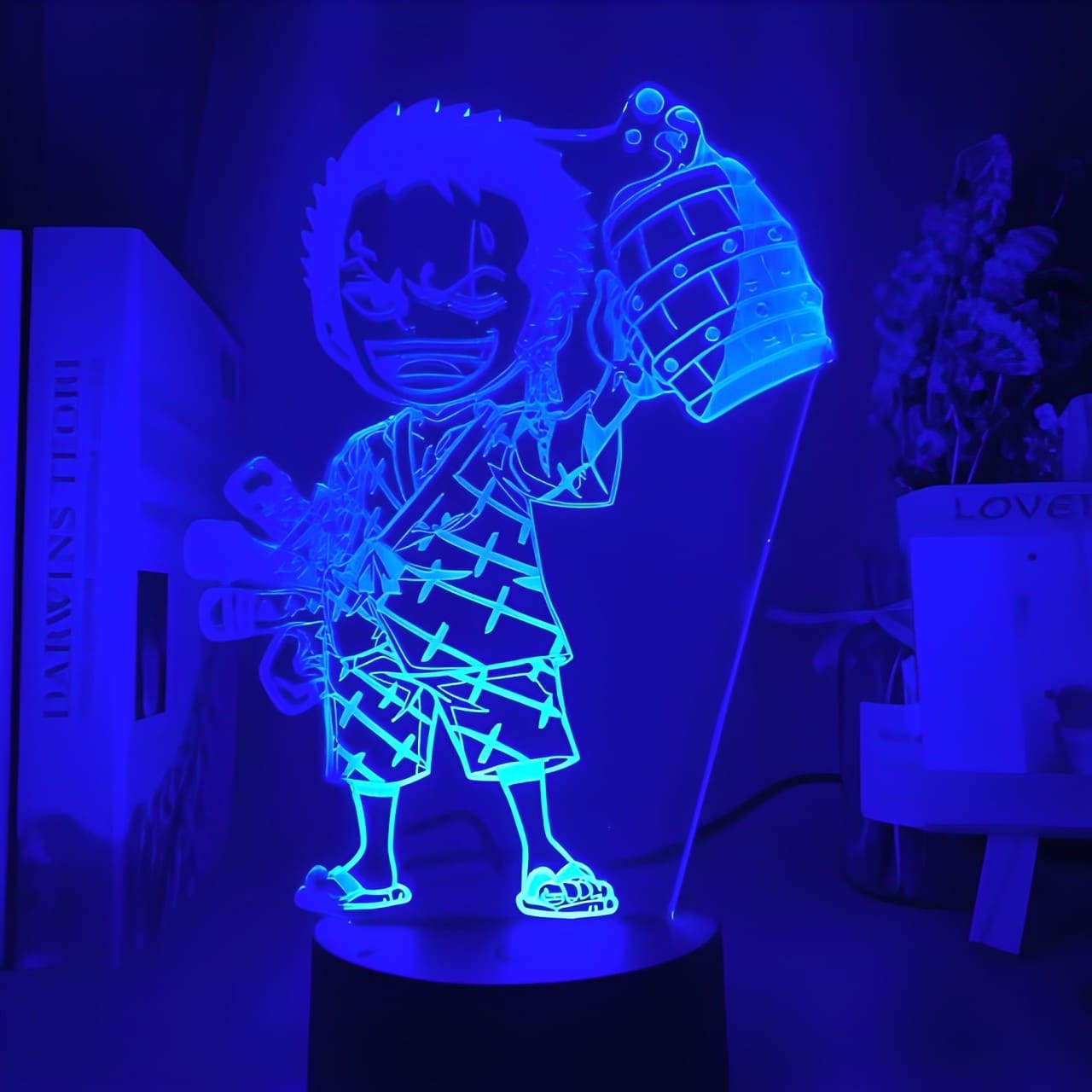 lampe 3d one piece mini roronoa zoro bleu