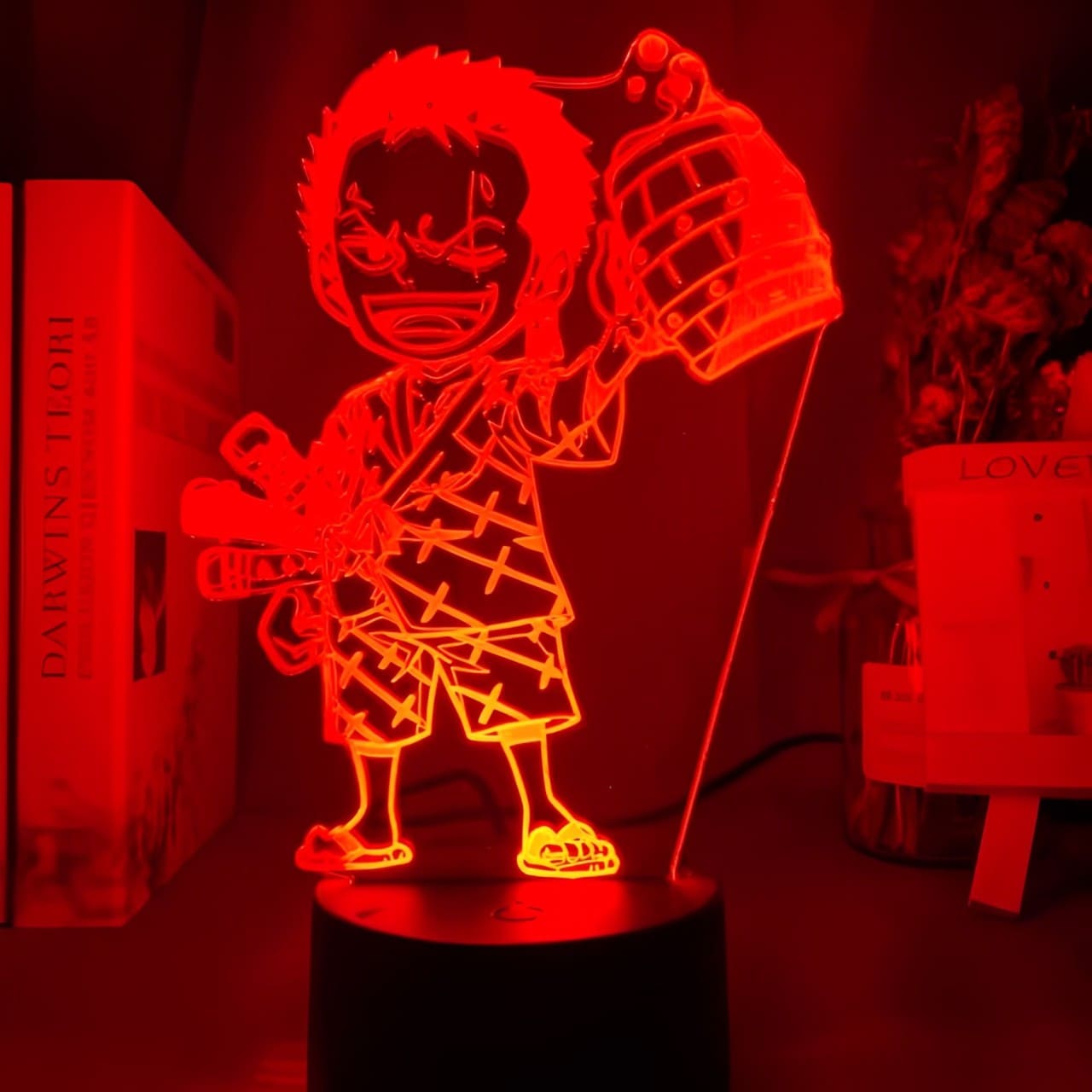 lampe 3d one piece mini roronoa zoro rouge