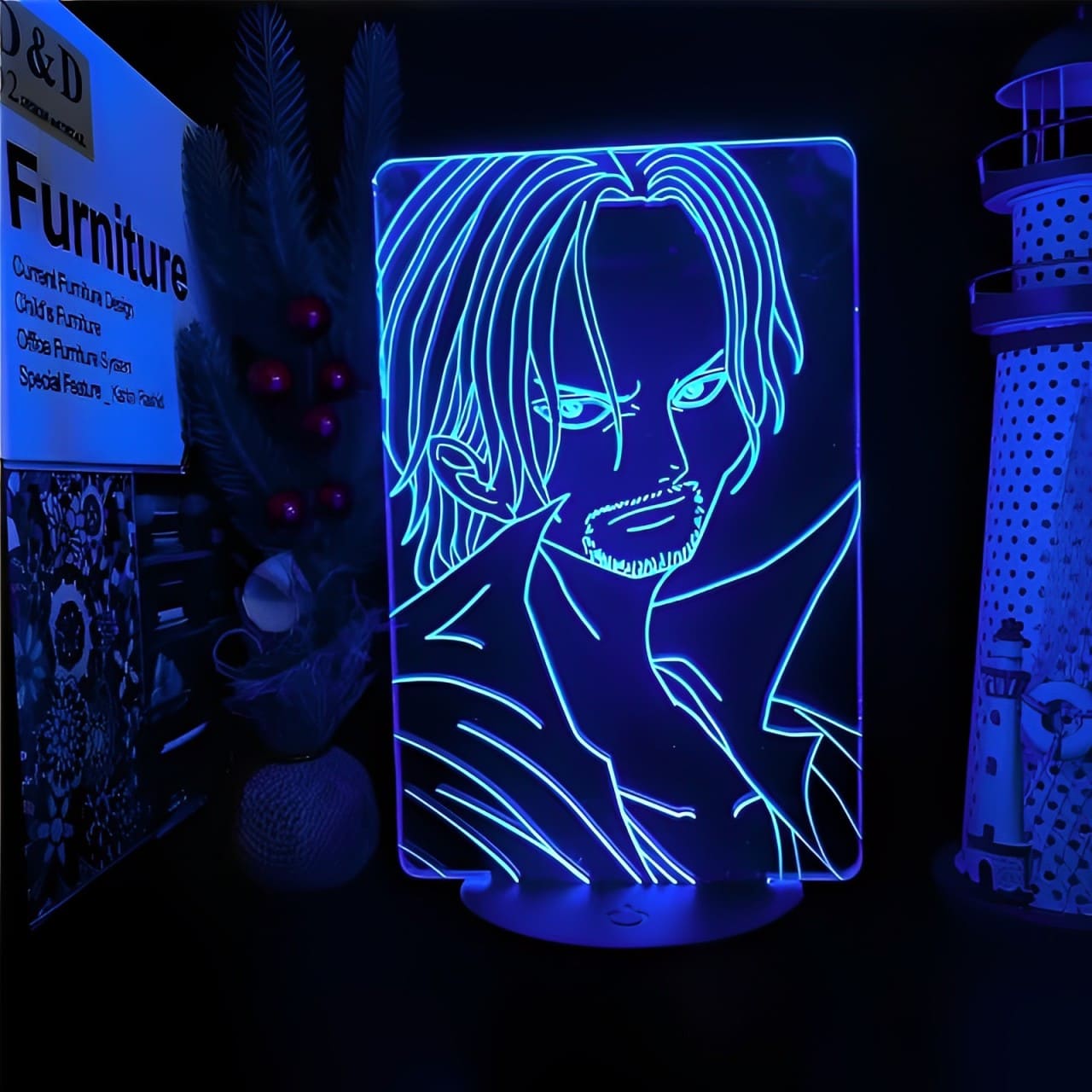 lampe 3d one piece shanks face blue
