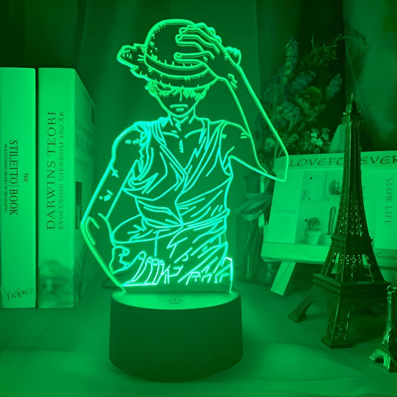 lampe 3d one piece luffy strawhat vert