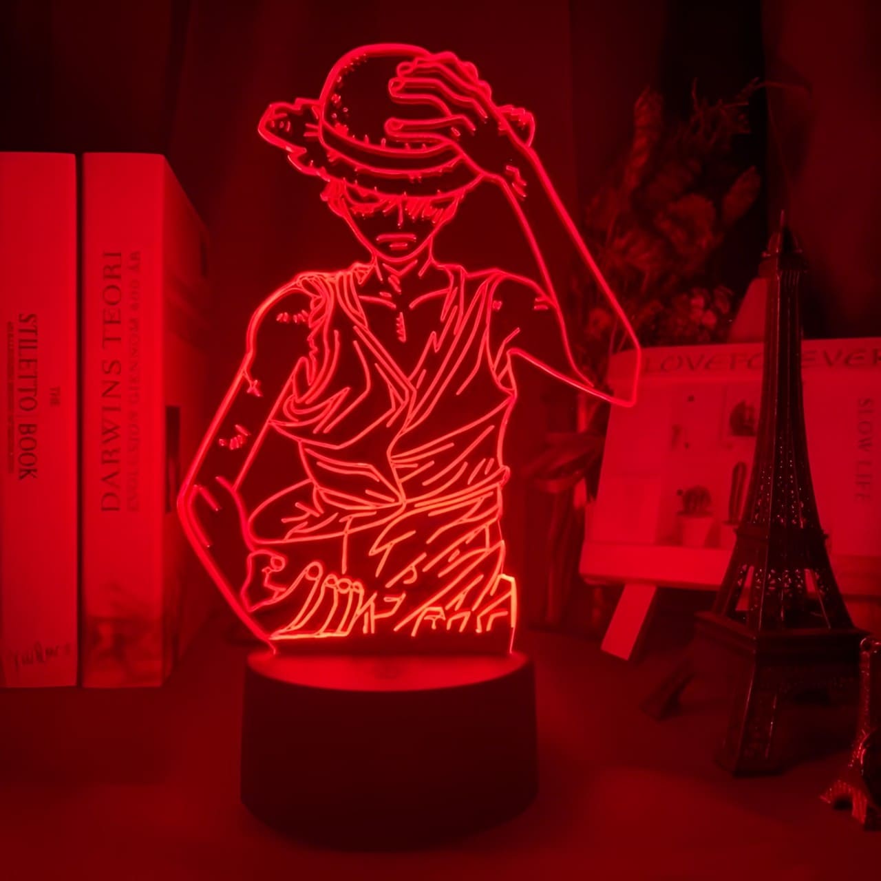 lampe 3d one piece luffy strawhat rouge