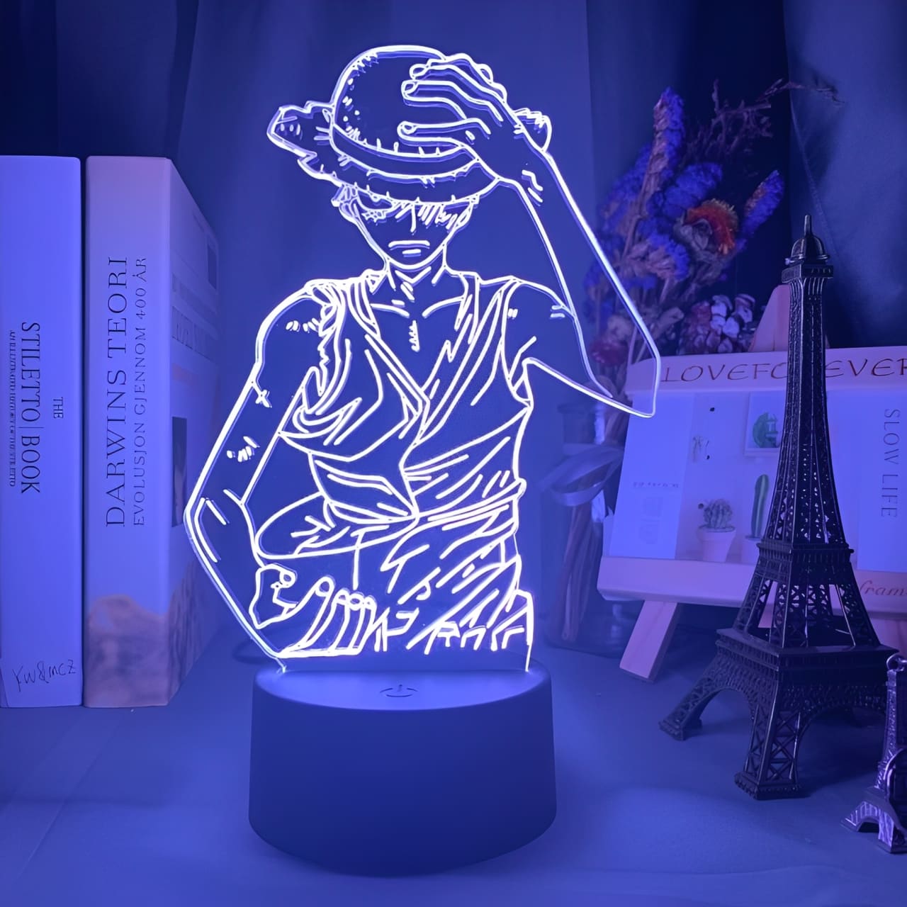 lampe 3d one piece luffy strawhat bleu