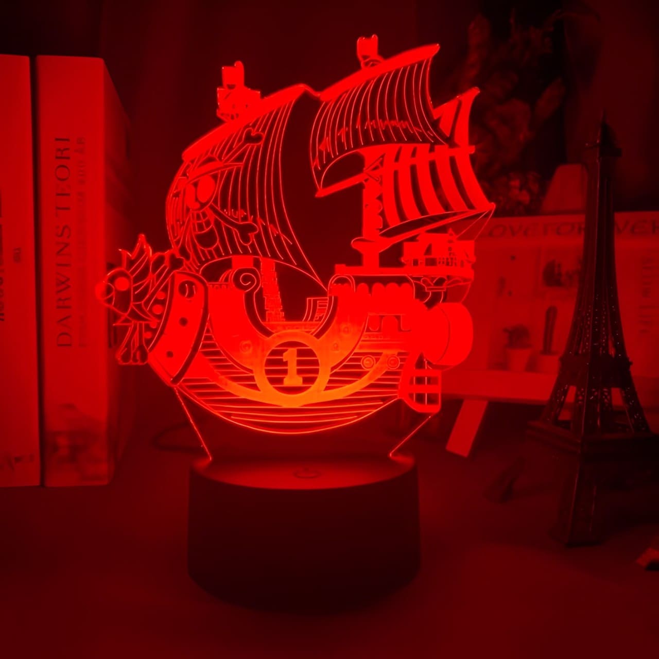 lampe 3d one piece thousand sunny rouge