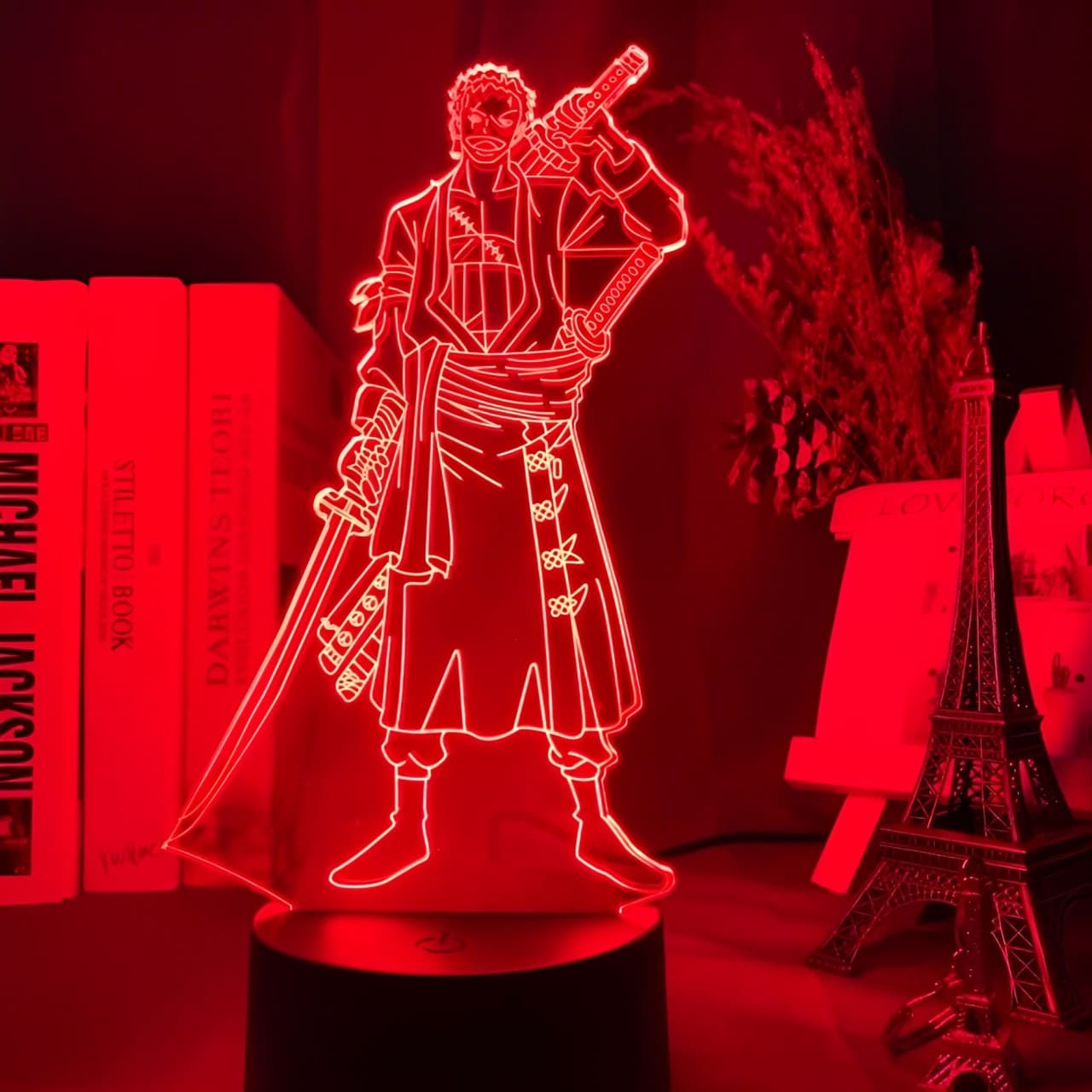 lampe 3d one piece roronoa zoro rouge