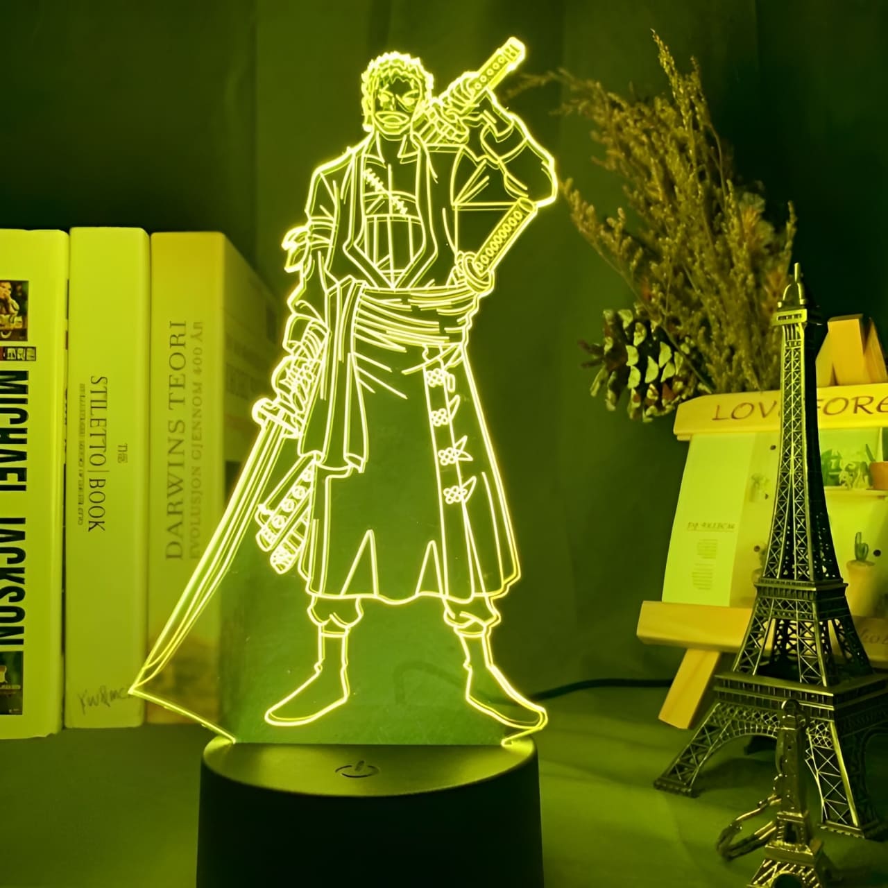 lampe 3d one piece roronoa zoro jaune