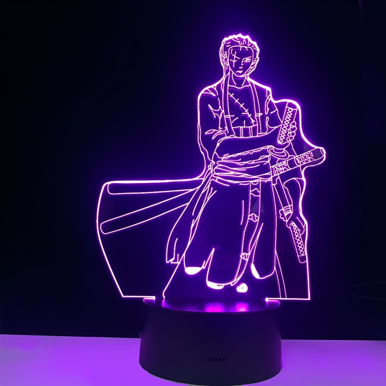lampe 3d one piece roronoa zoro 2 violet