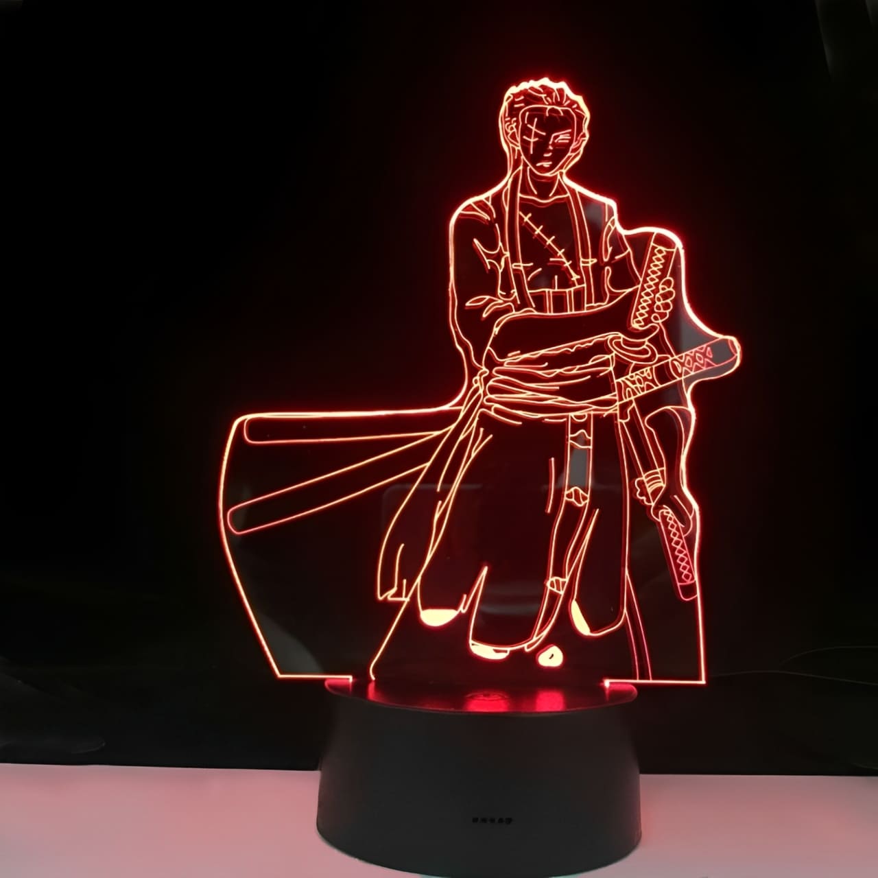 lampe 3d one piece roronoa zoro 2 rouge