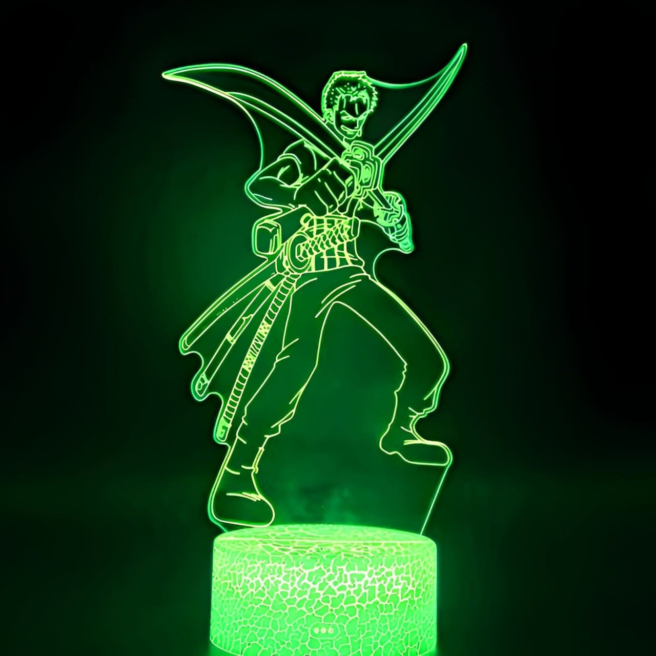 lampe 3d one piece zoro sabres green
